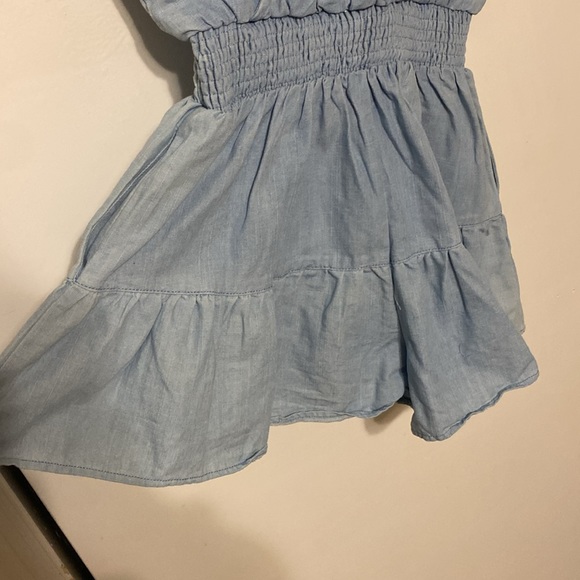 "New In" Surplice Ruffle Romper in Blue Denim Wash - Picture 5 of 13